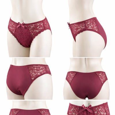 Coco Maya burgundy Brazilian lace knickers by La Didor