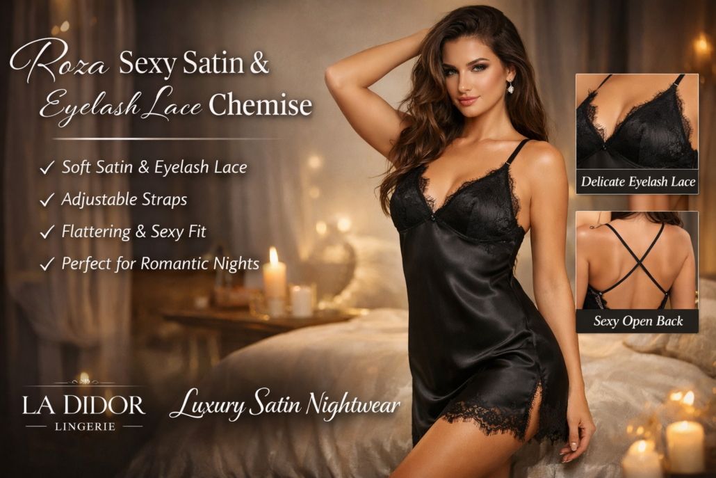 Elegant satin lace chemise ensemble